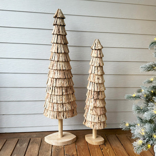 Oversized Fir Wood Petal Christmas Trees, Set of Two General KAL