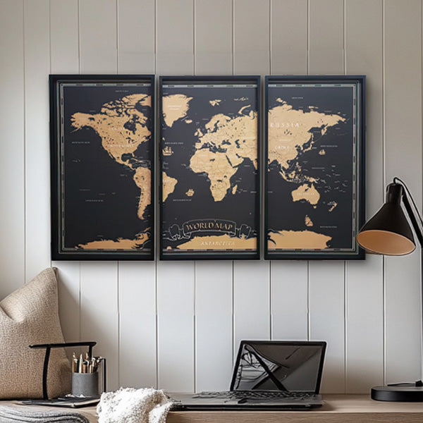 Wood Framed World Map Wall Art, Set of 3 Whats trending VIP