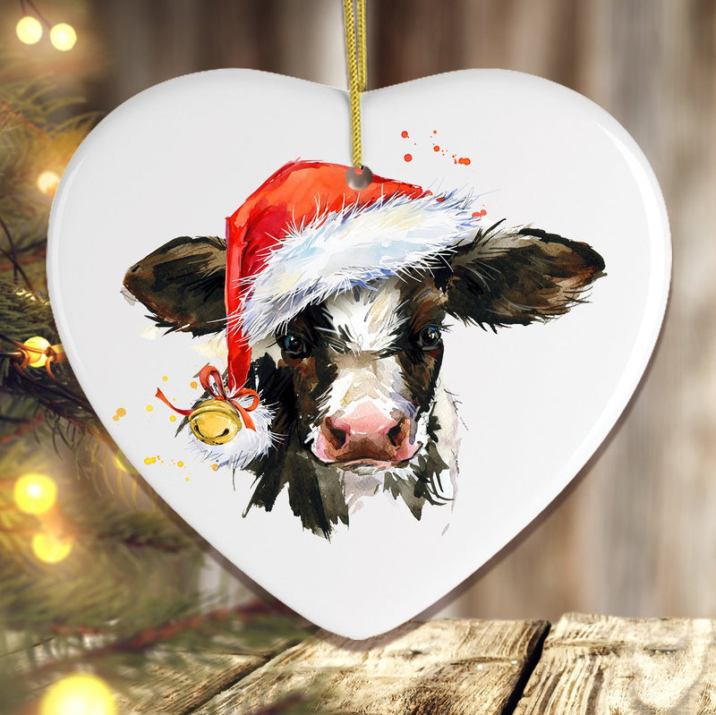 Load image into Gallery viewer, Watercolor Cow Christmas Ornament Gift OrnamentallyYou
