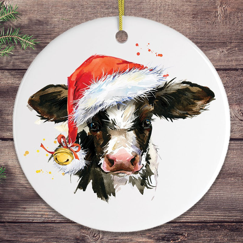 Load image into Gallery viewer, Watercolor Cow Christmas Ornament Gift OrnamentallyYou
