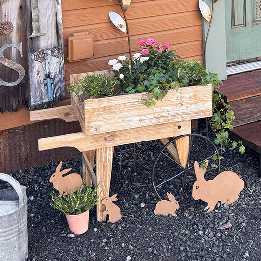 Rolling Wooden Wheelbarrow Decor Shop VIP