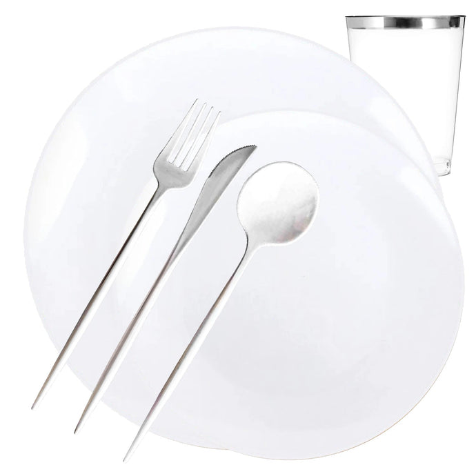 COMBO Organic Collection White Dinner Plate Tableware Package Set Disposable Plates Decorline