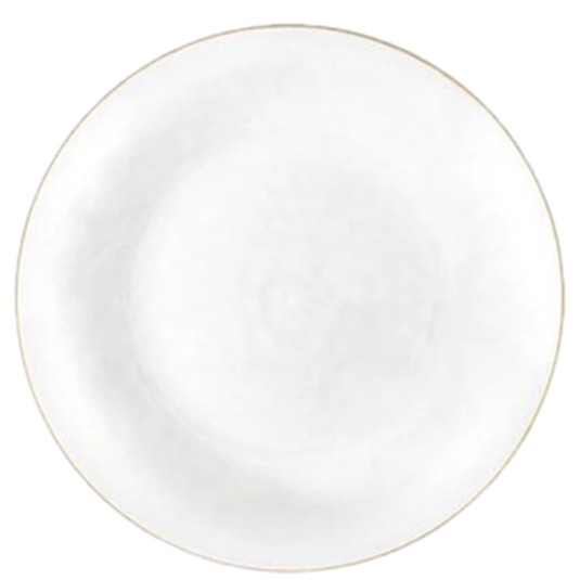 Organic Hammered White Transparent Gold Rim 10″ Plates Tablesettings Blue Sky