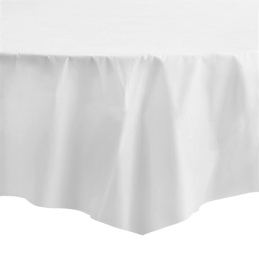 TableCloth Plastic Disposable Round White 84'' Table Cover Party Dimensions