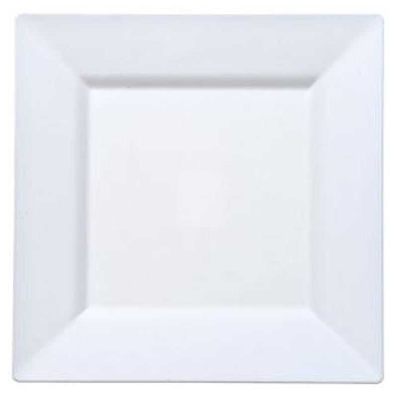 Load image into Gallery viewer, White Square Plastic Dinner Plates 10.75&quot; Disposable Plates Lillian
