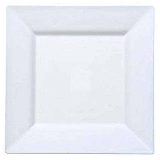 White Square Plastic Dinner Plates 10.75" Disposable Plates Lillian