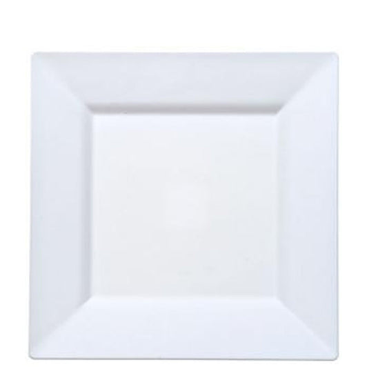 White Square Plastic Dinner Plates 9.5" Disposable Plates Lillian