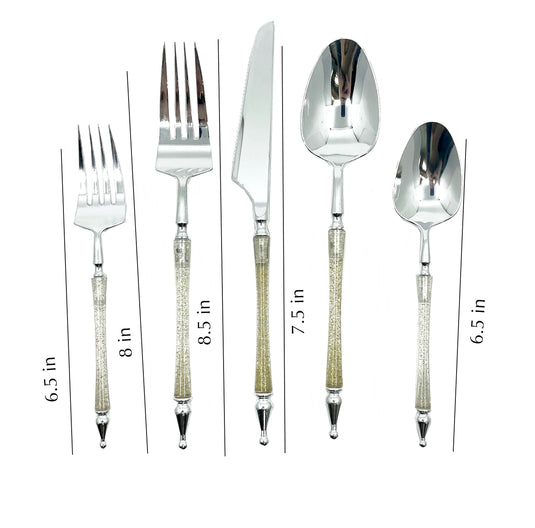 Sophisticated Cutlery 40 pcs Glitter Gold / Silver Top Plastic Tableware Sophisticate