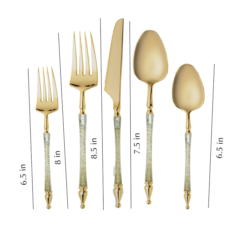 Load image into Gallery viewer, Sophisticated Cutlery 40 pcs Glitter Gold / Gold Top Plastic Tableware Sophisticate
