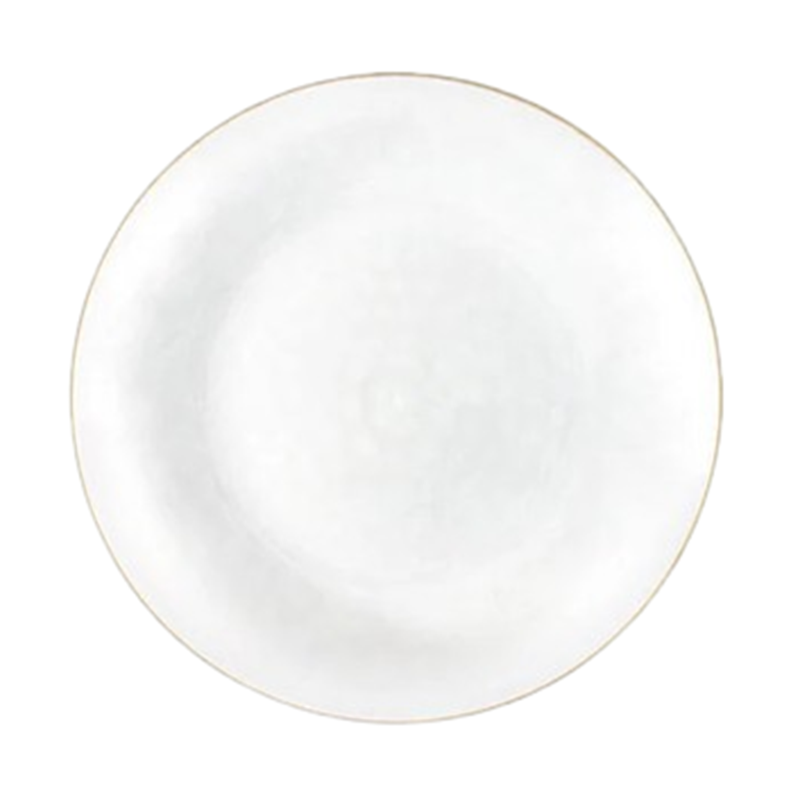 Load image into Gallery viewer, Organic Hammered White Transparent Gold Rim 7″ Plates Tablesettings Blue Sky
