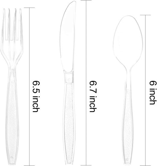 Load image into Gallery viewer, Disposable Cutlery 360 Pcs Spoons Forks Knives Plastic Party Cutlery - Clear Cutlery VeZee
