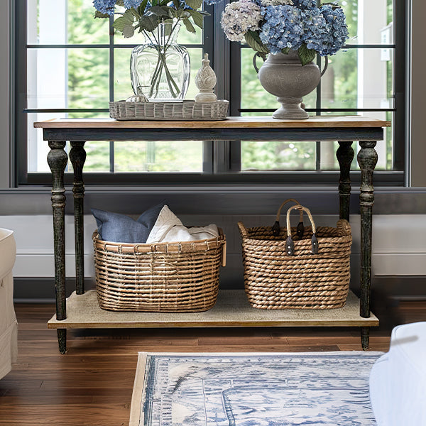 Distressed Turned Leg Wooden Console Table VIP