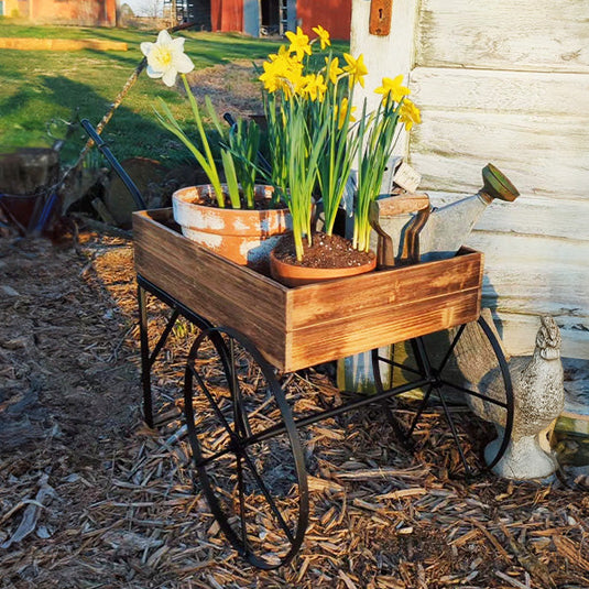 Vintage Inspired Flower Garden Cart Wagon General ABH