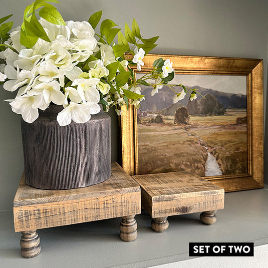 Distressed Footed Wooden Risers, Set of 2 General ABH