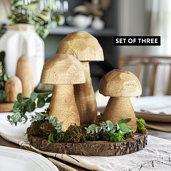 Whimsical Wooden Mushrooms, Set of 3 Sale ABH