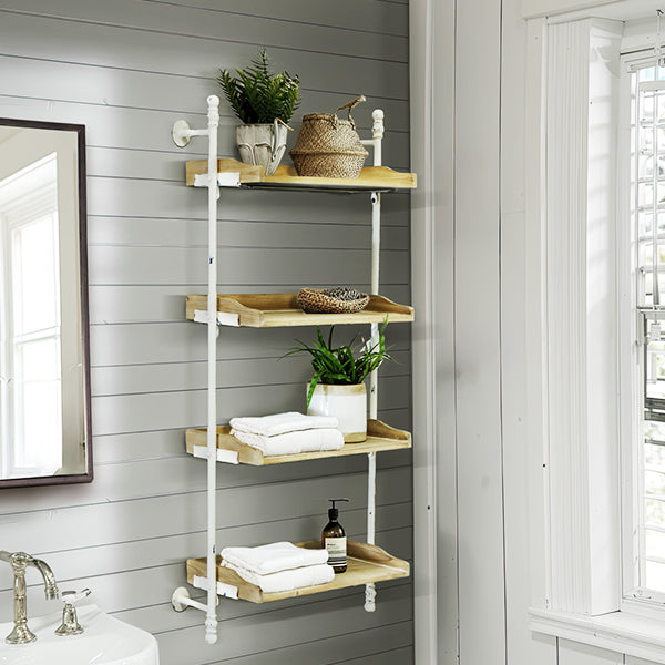 4 Tier Chippy Metal and Wooden Wall Shelf Unit Whats trending VIP