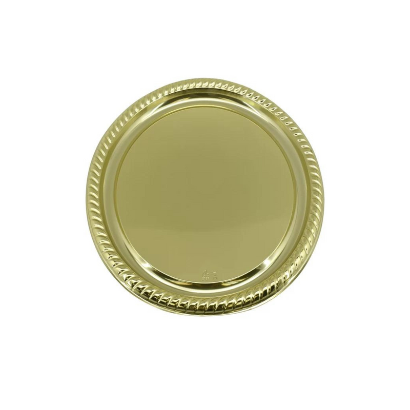 Load image into Gallery viewer, 11.5&quot; Gold Round Metallic Serving Plastic Tray Tray King Zak
