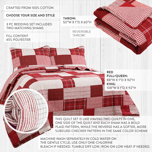 Load image into Gallery viewer, Reversible Plaid Quilt Inspired Bedding Set, Pick Your Style Whats trending THF
