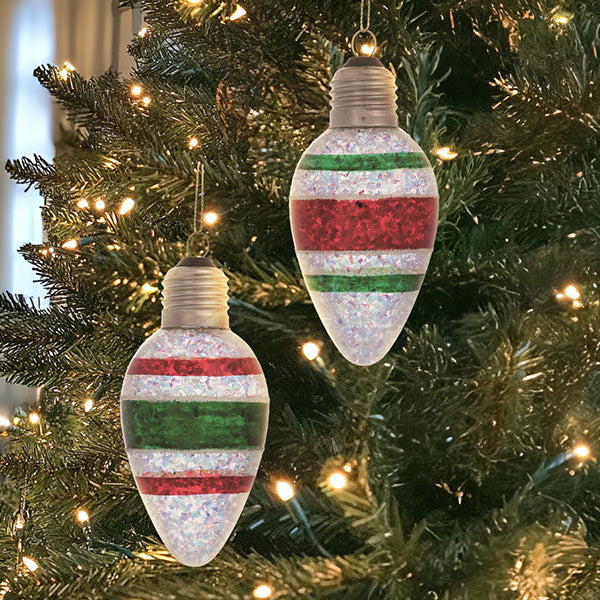 Glass Retro Christmas Bulb Ornaments, Set of 2 Gift TP