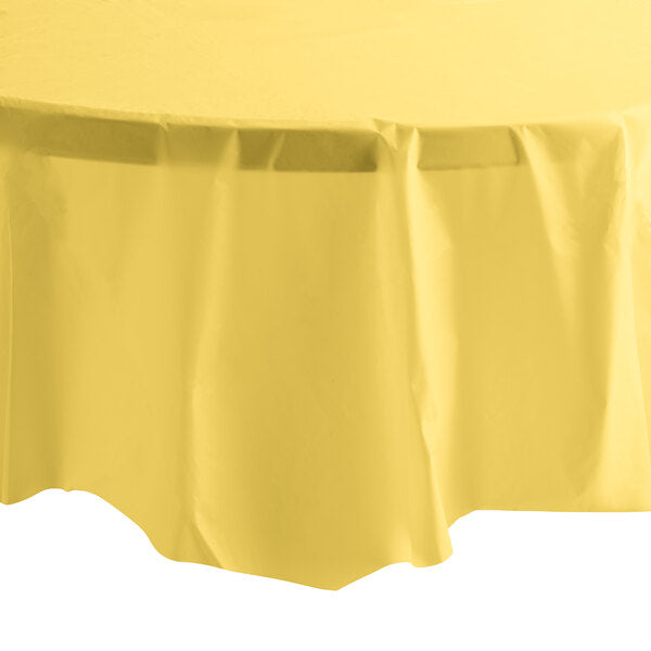 Load image into Gallery viewer, *WHOLESALE* TableCloth Plastic Disposable Round Yellow 84&#39;&#39;:36CT Table Cover Party Dimensions
