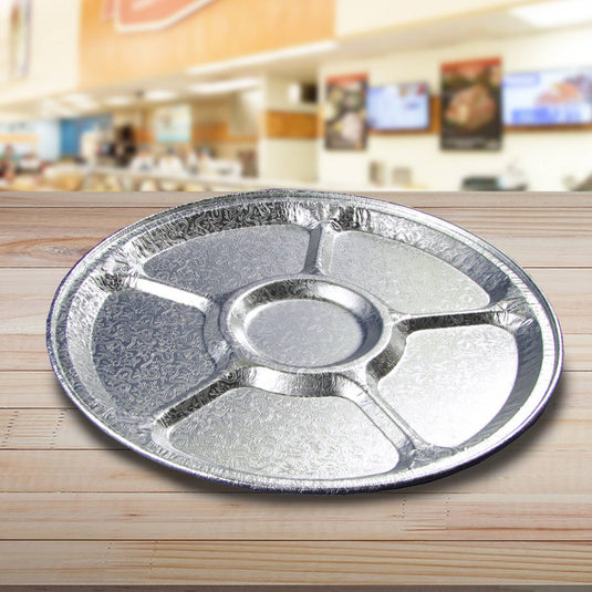 Disposable Aluminum 12" Lazy Susan/Compartment Platter Disposable VeZee