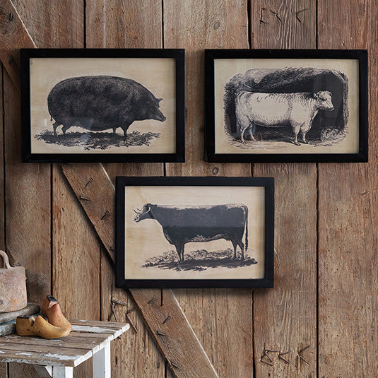 Farm Animals Wood Framed Canvas Wall Art, Choose Your Style Whats trending CT