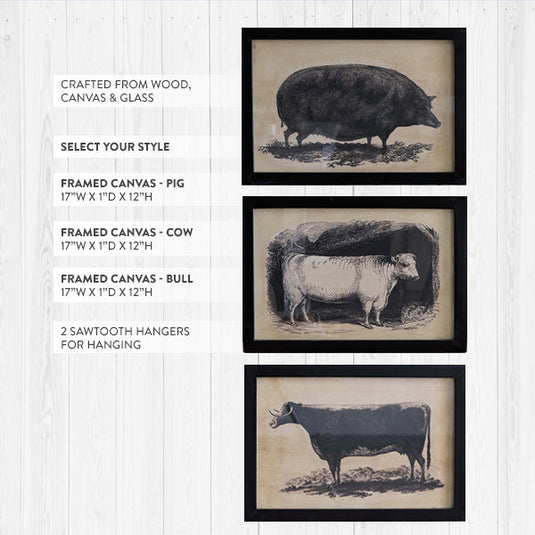 Farm Animals Wood Framed Canvas Wall Art, Choose Your Style Whats trending CT