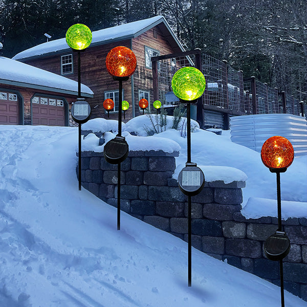 Multi-Color Solar LED Crackle Globe Yard Stakes, Set of 4 Whats trending ABH