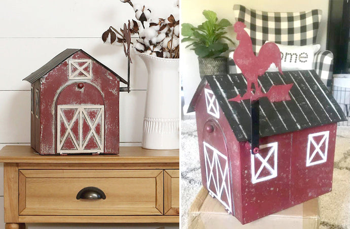 Red Barn Mailbox with Rooster Weathervane General DCI