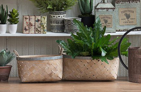 Woven Bamboo Baskets Set of 2 General ABH