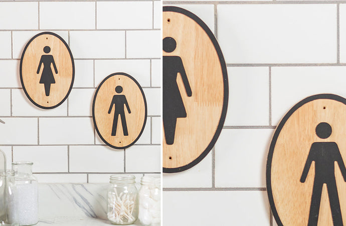 Wooden Bathroom Signs, Set of 2 General VIP