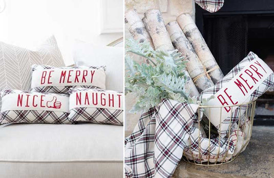 Plaid "Be Merry" Pillow General VHC