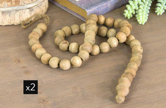 Farmhouse Wood Bead Garland Set of 2 General VIP