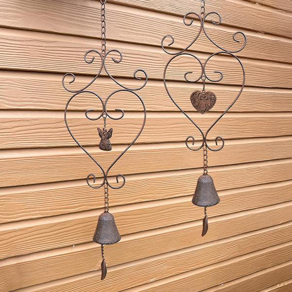 Intricate Heart Shaped Metal Bells, Set of 2 Shop TP