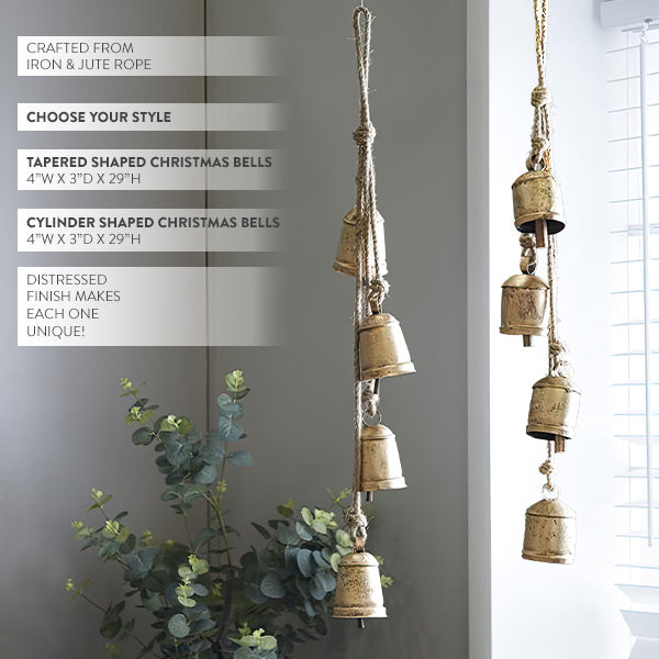 Load image into Gallery viewer, Hanging Rustic Gold Christmas Bells, Choose Your Style General UMA
