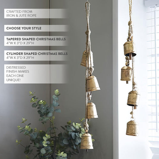 Hanging Rustic Gold Christmas Bells, Choose Your Style General UMA