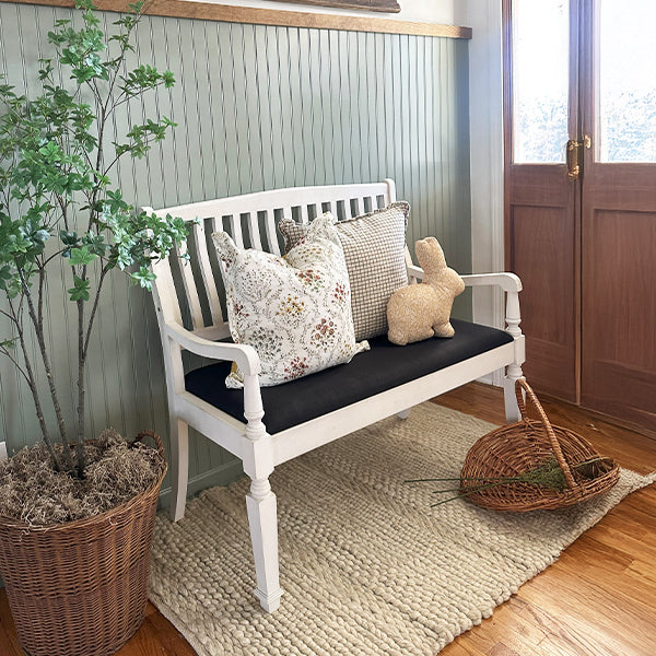 Vintage-Inspired Wooden Bench with Upholstered Seat General ABH