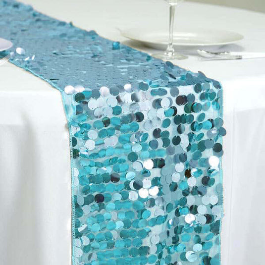 Big Payette Sequin 13"x108" Table Runner Turquoise - Dazzling Design Runners PROstorez Default Title