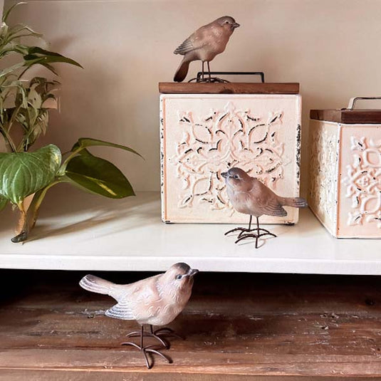 Taupe Standing Bird Figurines, Set of 3 Shop TP