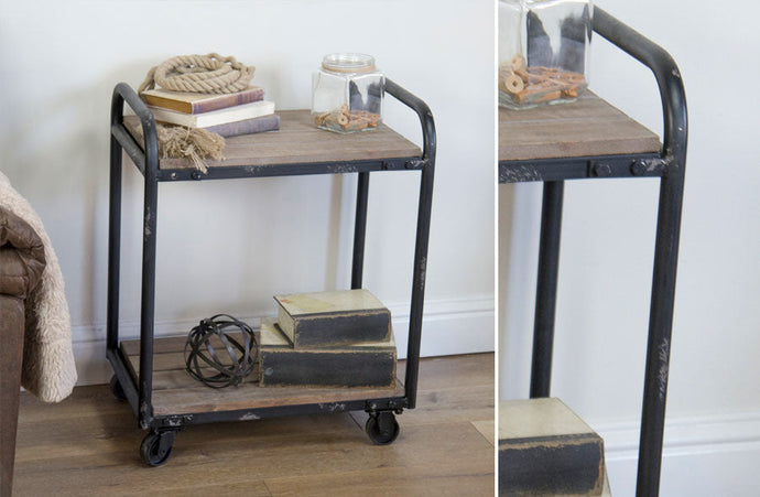 Distressed Black Rolling Cart General VIP