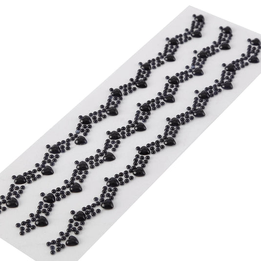 Black Self Adhesive Craft Rhinestone Trim Strips, Heart Pearl Embellishment Stickers Decorations PROstorez Default Title