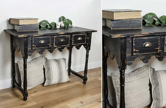 Distressed Black Console Table General VIP