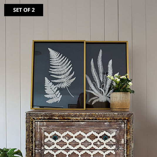 Glass Covered Fern Wall Art, Set of 2 General KAL