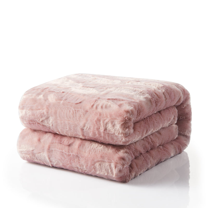 Load image into Gallery viewer, Faux Fur Dusty Rose Gold Pink Throw Blanket Gift Tache Home Fashion
