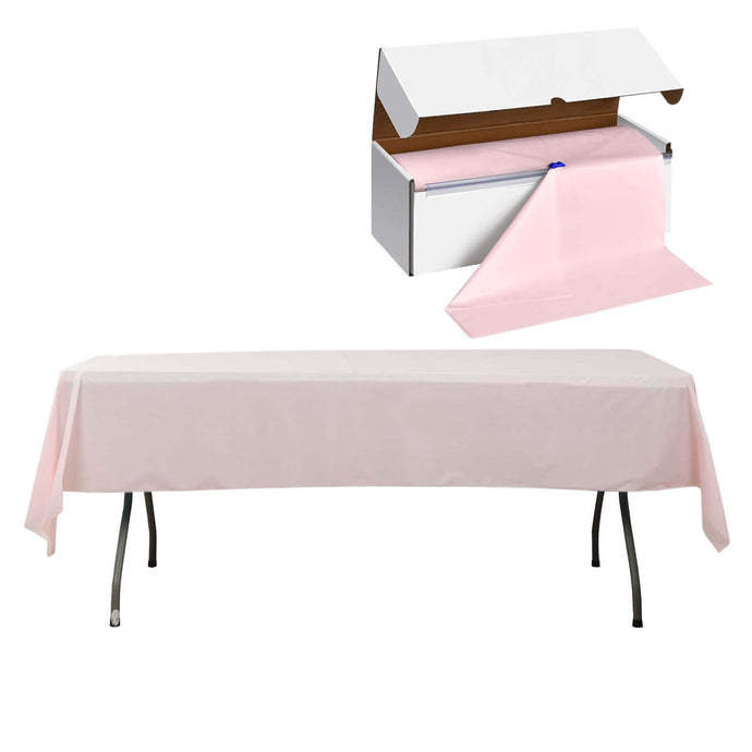 Plastic Table Cover Roll Blush with Slide Cutter - Customizable Disposable Tablecloth Roll 54