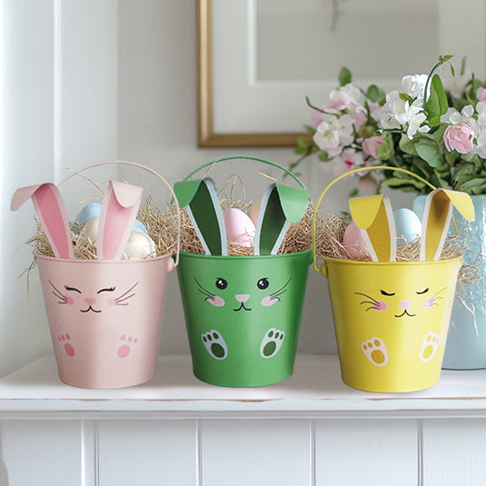 Adorable Bunny Face Easter Outdoor Buckets, Set of Three General ABH