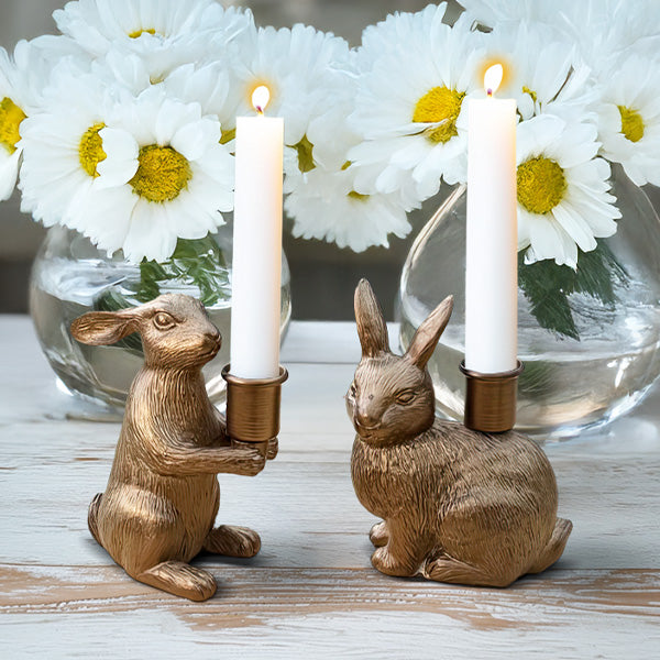 Bronze Bunny Candle Holders, Set of Two Shop ABH