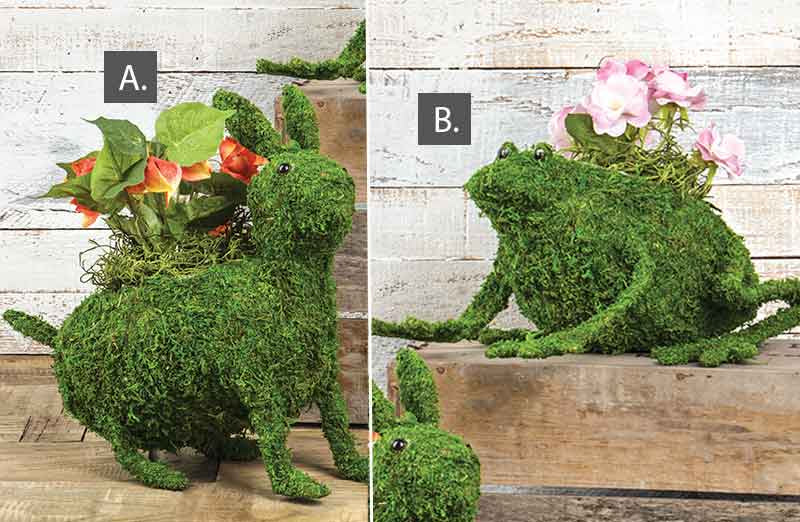 Load image into Gallery viewer, *LARGE* Bunny and Frog Moss Covered Planter General WG
