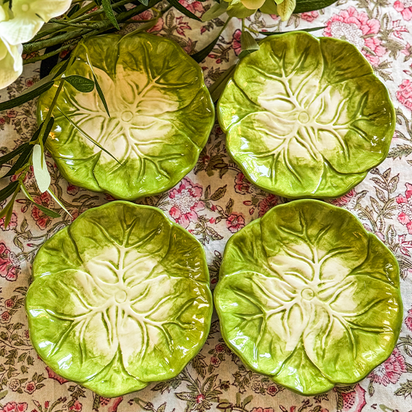 Green Cabbage Appetizer Plates, Set of Four Z2 TP