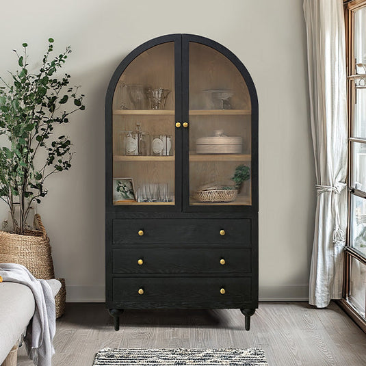 Black Glass Display Arched Storage Cabinet General ABH